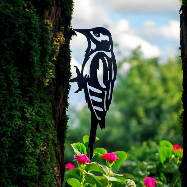 Siermetaal Tuindecoratie grote bonte specht | 28.0 cm x 13.0 cm