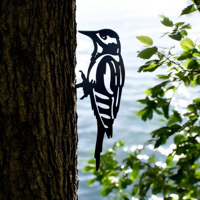 Siermetaal Tuindecoratie grote bonte specht | 28.0 cm x 13.0 cm