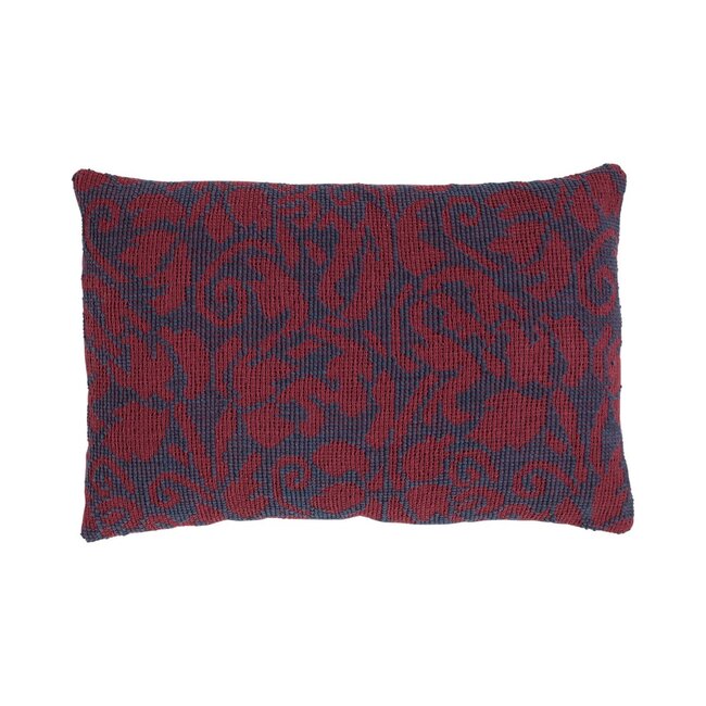 Linen & More Sierkussen Flower Jacquard  bordeaux blauw 40x60cm