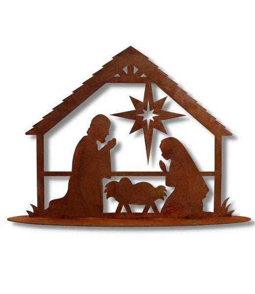 Handgemaakte Rustieke Metalen Kerststal  40X28X10 cm