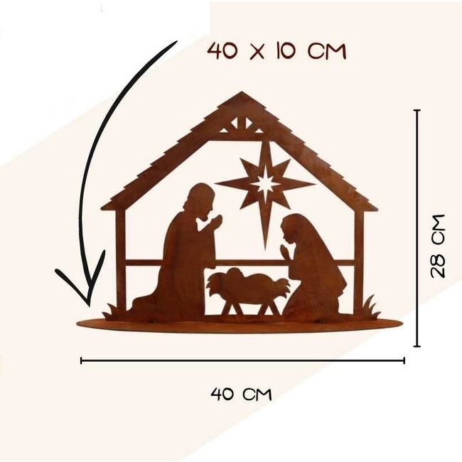 Dream-Living Handgemaakte Rustieke Metalen Kerststal  40X28X10 cm