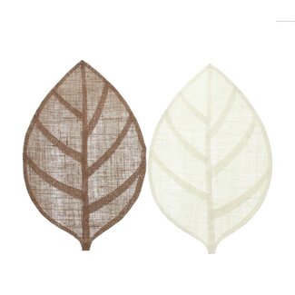 Dream-Living Placemat blad motief set van 4 stuks - jute - 30 x 45 cm