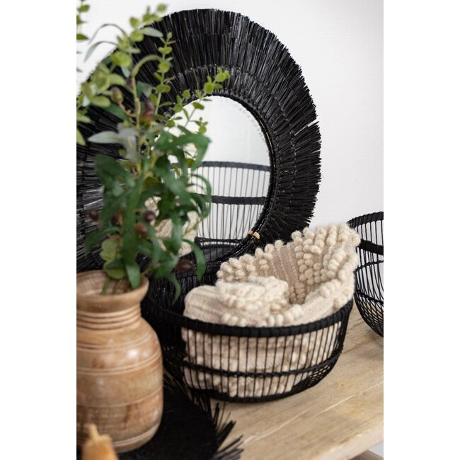 Mars en More zeegras spiegel zwart 60cm tweedekans