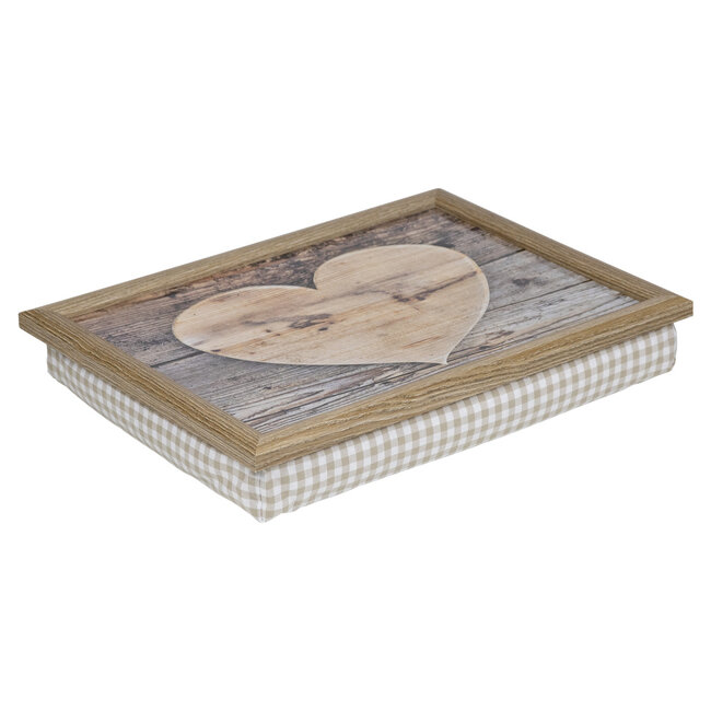Mars & More Laptray schootkussen houten hart 43cm