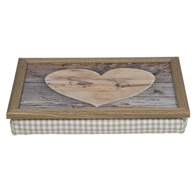 Mars & More Laptray schootkussen houten hart 43cm