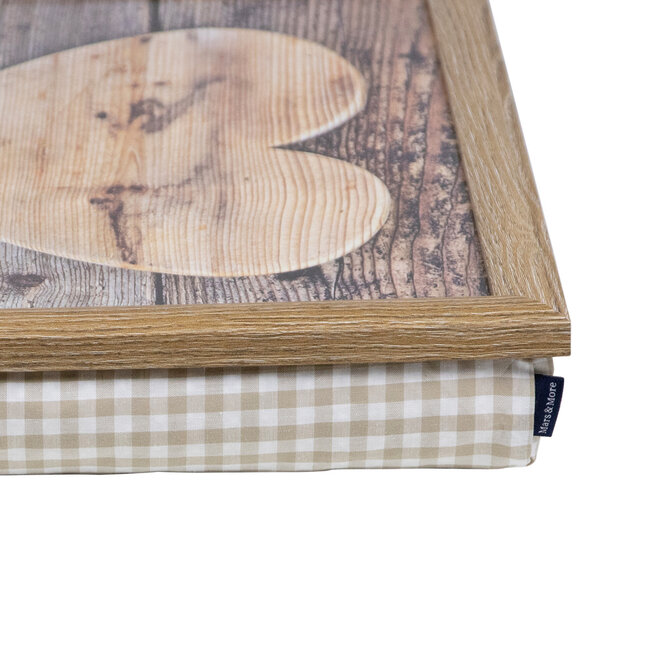 Mars & More Laptray schootkussen houten hart 43cm