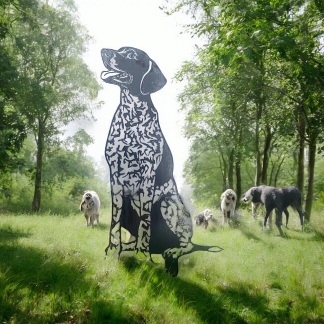 Siermetaal  Duitse staande korthaar levensgroot 85 cm