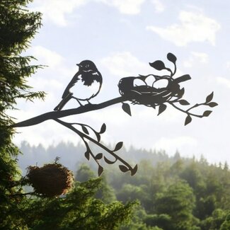 Siermetaal Tuindecoratie Vogel met nestje eieren | 36.9 cm x 22.6 cm