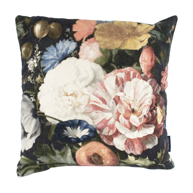 Mars en More Fluwelen sierkussen tros rozen 45x45cm
