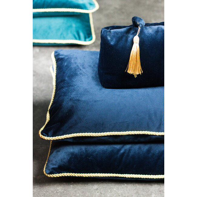 Mars en More Fluwelen sierkussen goud navy 45x45cm