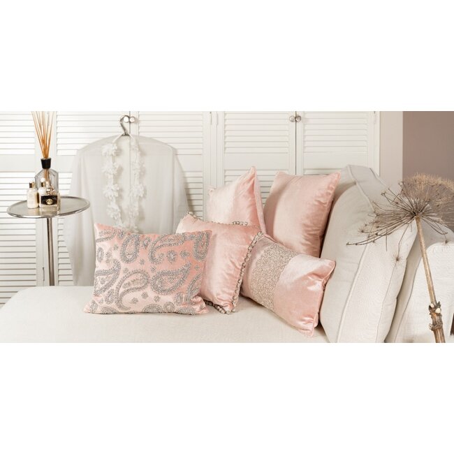 Mars en More Fluwelen sierkussen blush pink 35x45cm