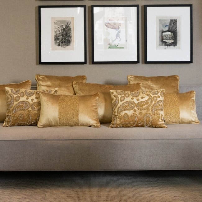 Mars en More Fluwelen sierkussen goud 35x45cm