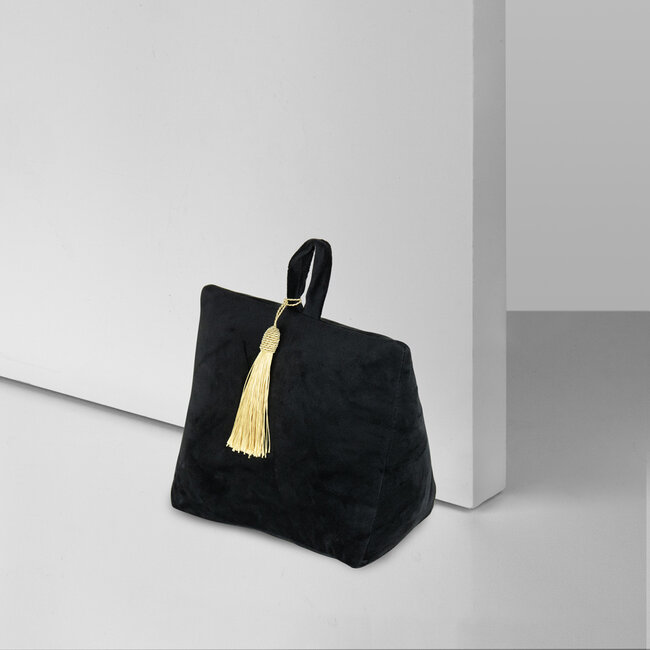 Mars en More Fluwelen deurstopper zwart 18cm