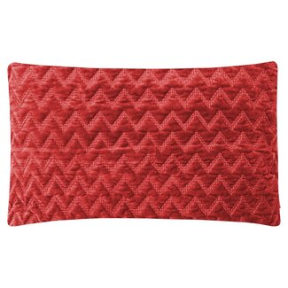 Linen en More Fluwelen Zigzag  sierkussen rood 30x50cm