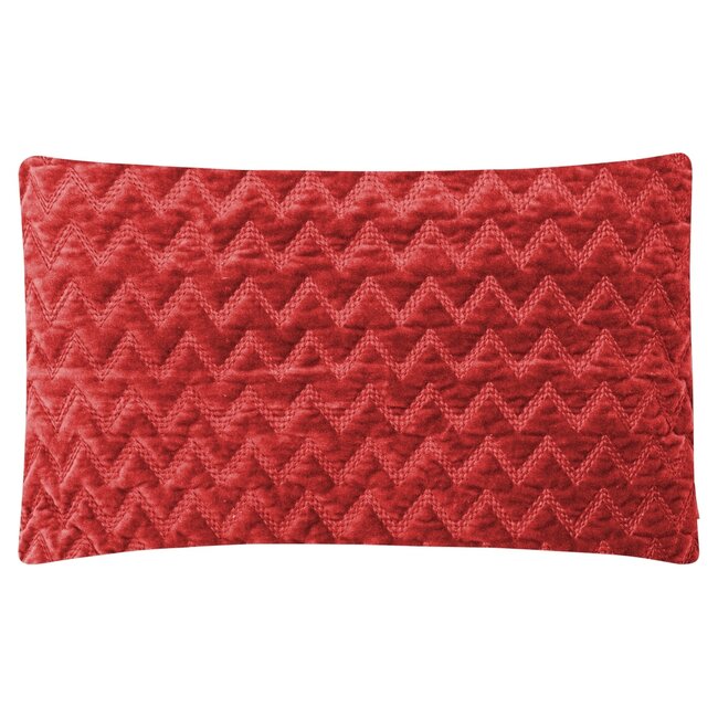 Linen en More Fluwelen Zigzag  sierkussen rood 30x50cm