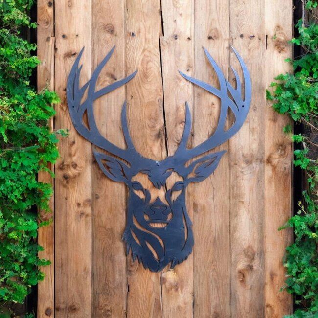 Siermetaal Wanddecoratie metalen hert 52 cm