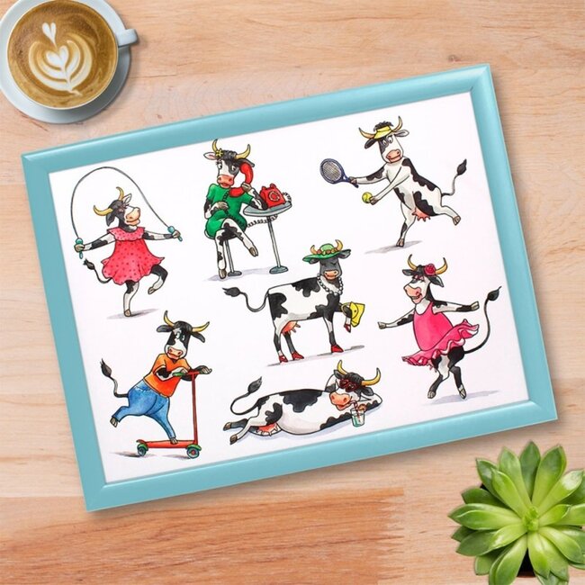 Lesser & Pavey Schootkussen laptray vrolijke koe  44 x 33 x 6 cm