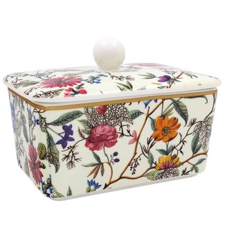 William Kilburn Porseleinen Botervloot met Bloemenprint van William Kilburn – 11 x 10 x 10 cm