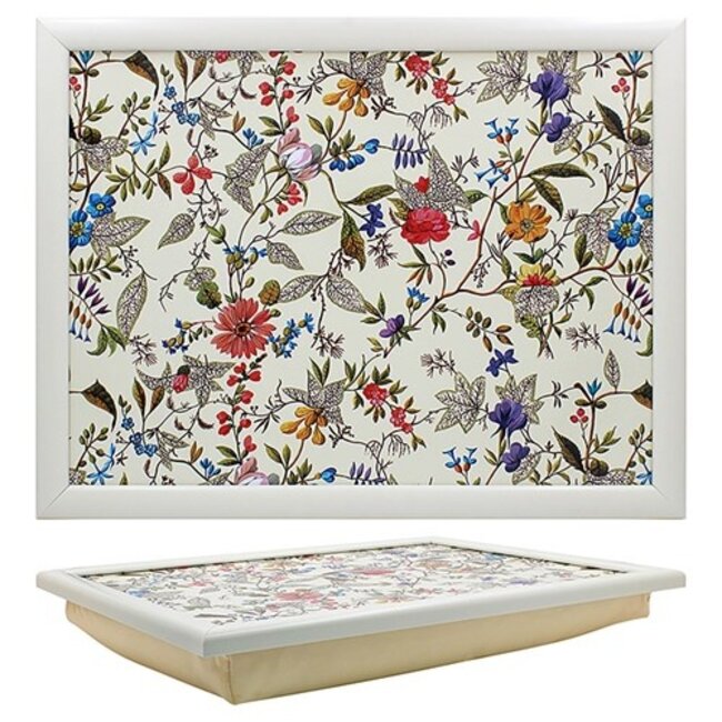 Lesser & Pavey Schootkussen met Bloemenprint van William Kilburn – Wit  44 x 33 x 6 cm