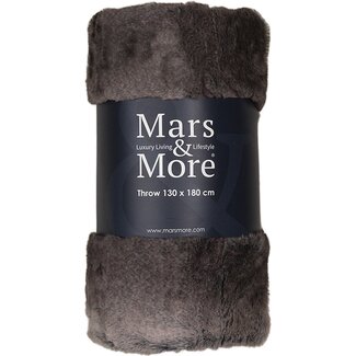 Mars en More plaid grizzly beer grijs - bruin 130x180cm