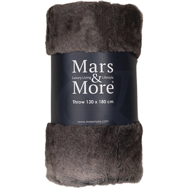Mars en More plaid grizzly beer grijs - bruin 130x180cm