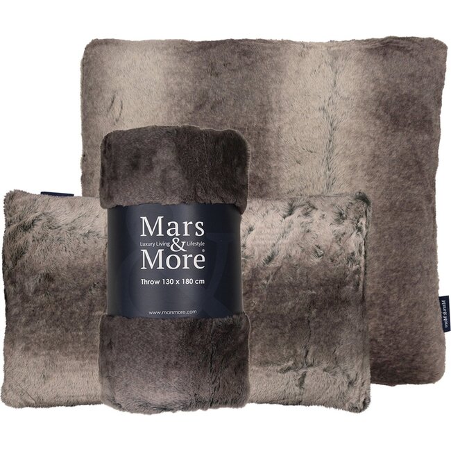 Mars en More plaid grizzly beer grijs - bruin 130x180cm