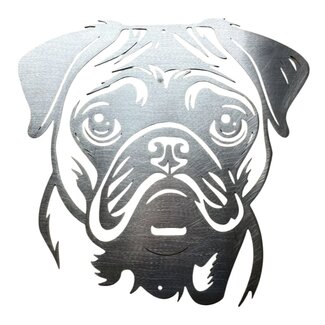 Siermetaal Wanddecoratie metaal van hondenras mopshond -pug.