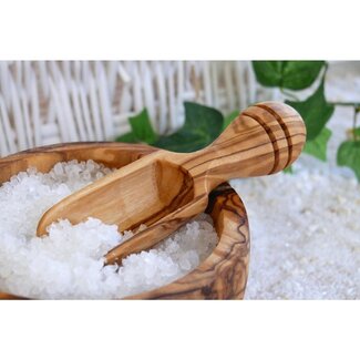 Dream-Living Zoutdoos met deksel inclusief zoutschep, olijfhout