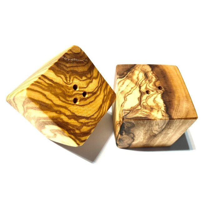 Dream-Living Set van 2 peper- en zoutvaatjes CUBE van olijfhout