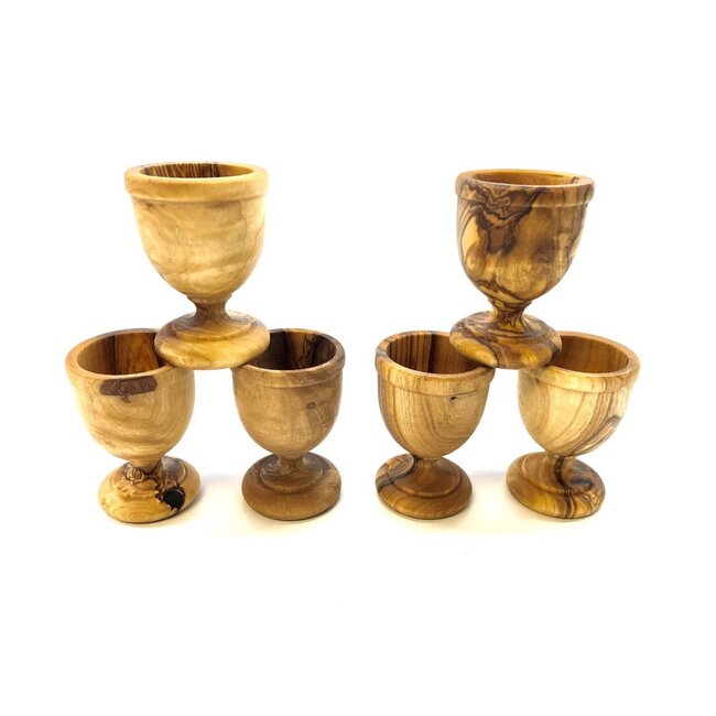 Dream-Living Set van 6 klassieke eierdopjes gemaakt van olijfhout