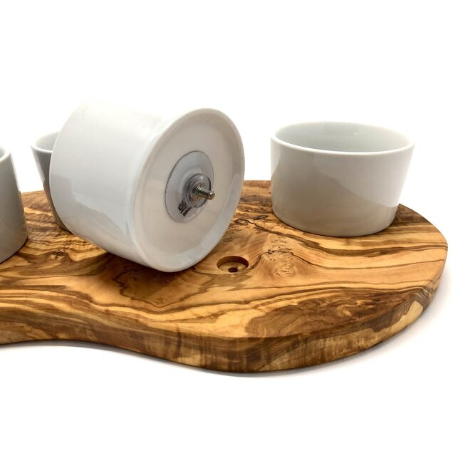 Dream-Living Serveerplank voor dipsauzen incl. 4 porseleinen schaaltjes