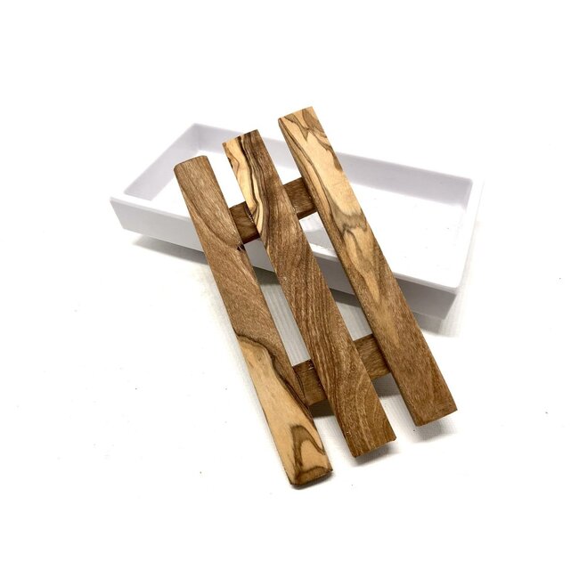 Dream-Living Zeepbakje rechthoekig groot melamine met inleg van olijfhout