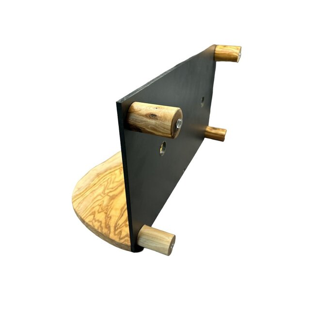 Dream-Living MOUNTAIN voerstation, 2x 1,5 liter, ronde poten, olijfhout