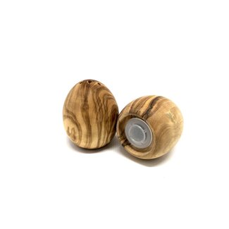 Dream-Living Set van 2 eivormige peper- en zoutstrooiers gemaakt van olijfhout