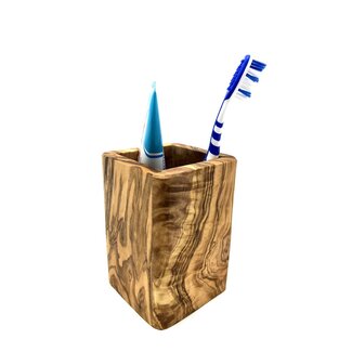 Dream-Living Tandenborstelbeker VIERKANT gemaakt van olijfhout