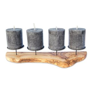 Dream-Living 4 kandelaars ADVENT-rustiek van olijfhout