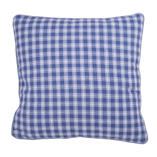 Linen & More Cushion Levy check 45x45 linen/blue