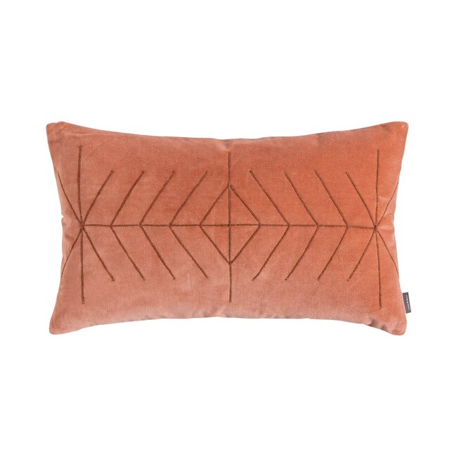 Linen & More Ethnic Embroidery kussen oranje 30x50cm