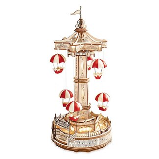 DIY Creations Muziekdoos Hout DIY Parachute, Robotime, EA01, 14x14x30cm