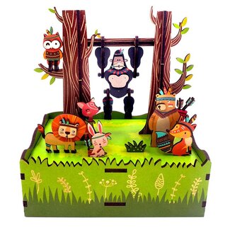 DIY Creations Muziekdoosje DIY 3D Houten Puzzel Jungle Games Tone-Cheer, TQ050, 10,3x10,5x15,5cm