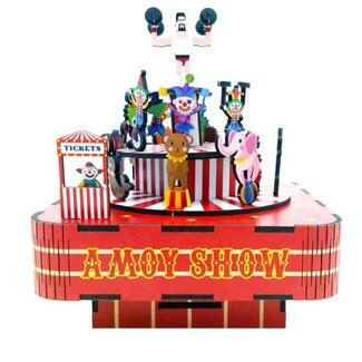DIY Creations Muziekdoosje DIY 3D Houten Puzzel Circus Troupe Tone-Cheer, TQ047, 14x14x16cm