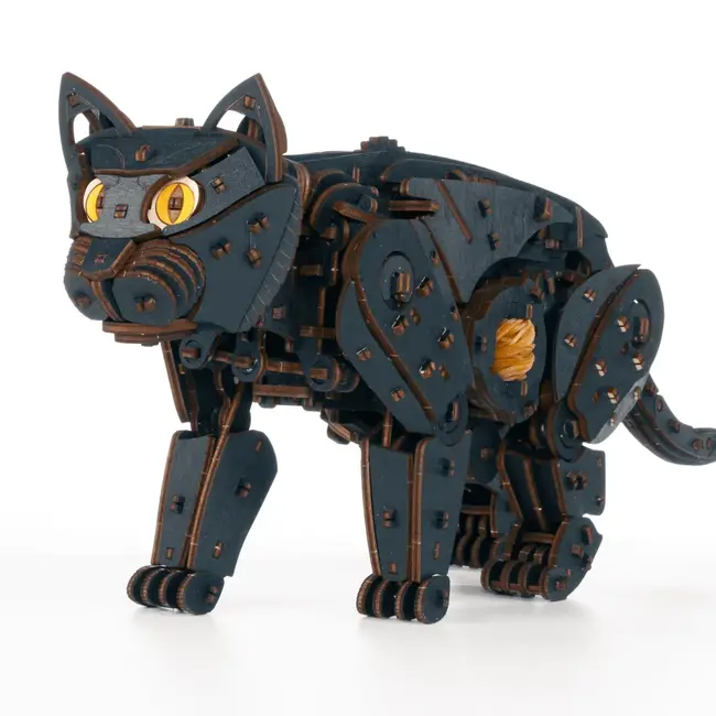 DIY Creations 3D Houten Puzzel Mechanische Wilde Zwarte Kat/ Wild Black Cat, Eco Wood Art, 598, 47,6x11x18,9cm