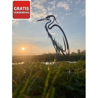 Siermetaal Tuindecoratie Siermetaal reiger| 66.6 cm x 32.1 cm