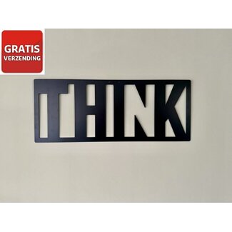 Decoratie zwart metaalbord THINK | 59.7 cm 33.1 cm