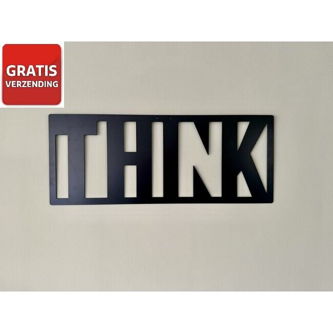 Siermetaal Decoratie zwart metaalbord THINK | 59.7 cm 33.1 cm