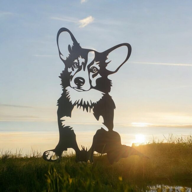 Siermetaal Tuindecoratie metaal van corgi hond | 72.0 cm 44.7 cm