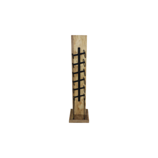 HSM Collection Staand wijnrek 6 flessen - 30x30x120 - Naturel/zwart - Metaal