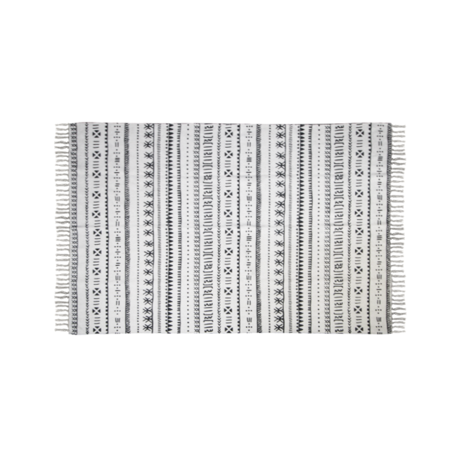 HSM Collection HSM Collection-Vloerkleed -210x150x0,35-Zwart/Wit-Katoen