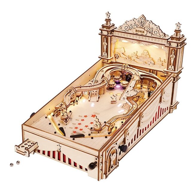 DIY Creations 3D Houten Puzzel Flipperkast/Pinball Machine, Robotime, EG01, 27,5x47,5x28cm
