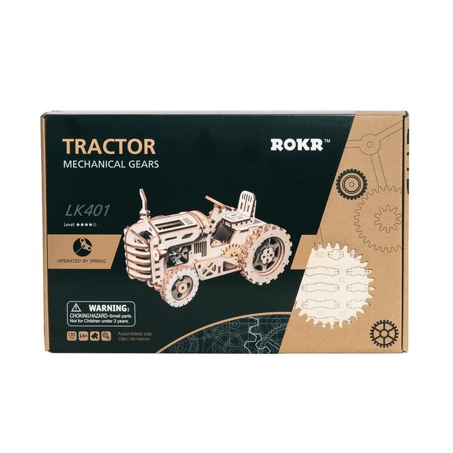 DIY Creations Houten Puzzel 3D Tractor, Robotime, LK401, 23,8x11,8x14cm.